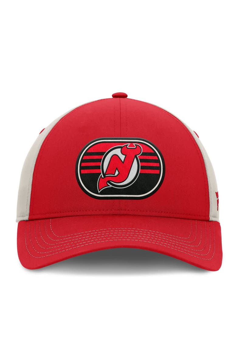 FANATICS Men's  Fanatics  Red/Gray New Jersey Devils 2025 Stanley Cup Playoffs Locker Room Trucker Adjustable Hat, Alternate, color, 