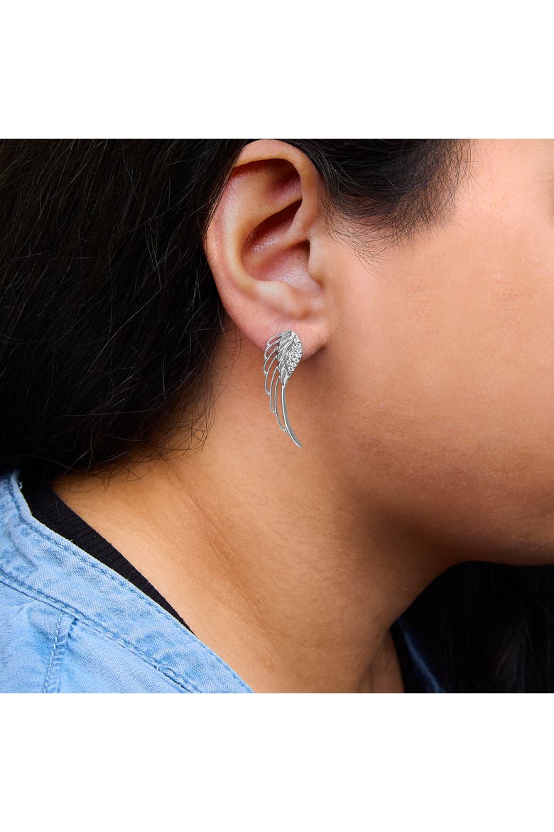 14K White Gold 1/4 Cttw Lab Grown Diamond Angel Wing Stud Earrings, Alternate, color, White