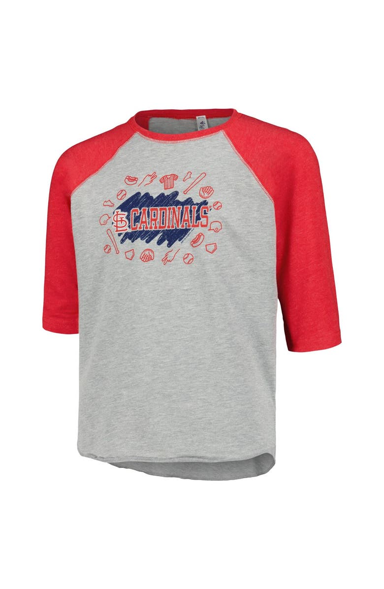 SOFT AS A GRAPE Youth Soft as a Grape Heather Gray St. Louis Cardinals Raglan 3/4 Sleeve T-Shirt, Alternate, color,