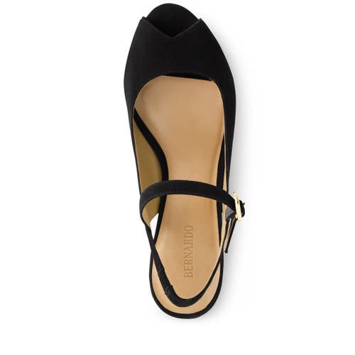Bernardo Suede Mary Jane Peep Slingback Pumps