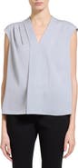 Theory Pleated V-Neck Silk Shell