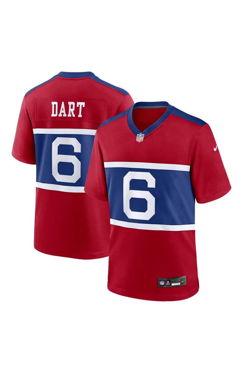 Nike Men's Nike Jaxson Dart Red New York Giants Alternate Century Red Game Jersey, Main, color, Red