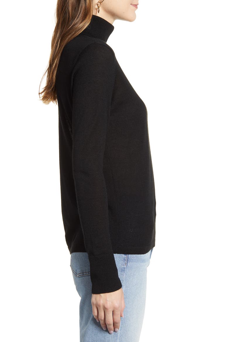 Turtleneck Merino Wool Blend Sweater, Alternate, color, BLACK