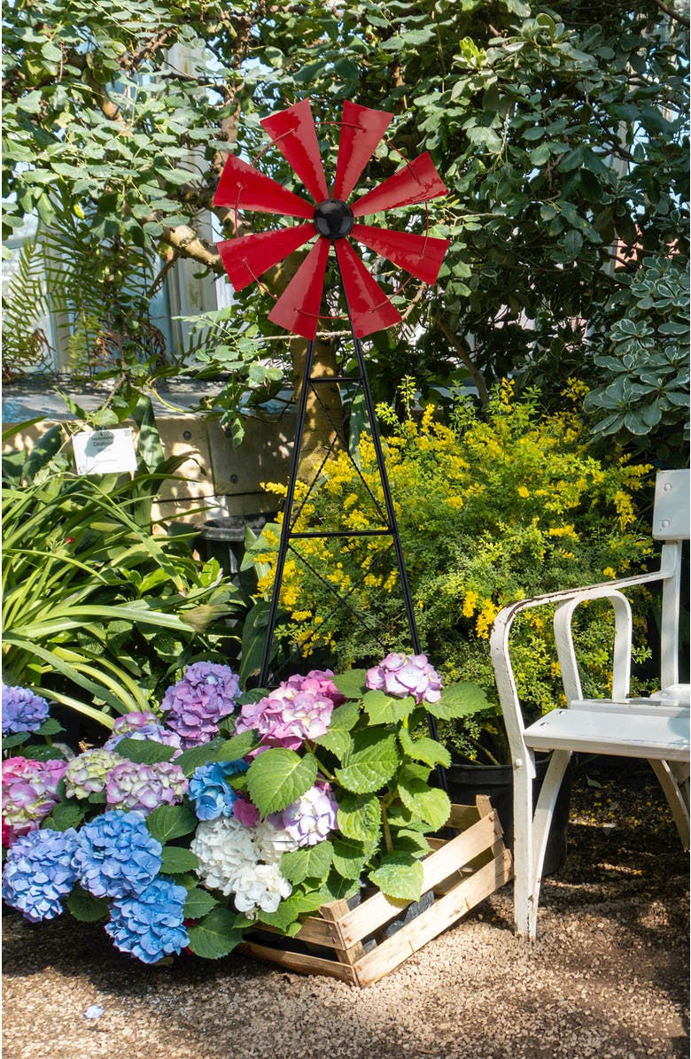 Glitzhome 44"H Metal Wind Spinner Yardstake, Alternate, color, Red