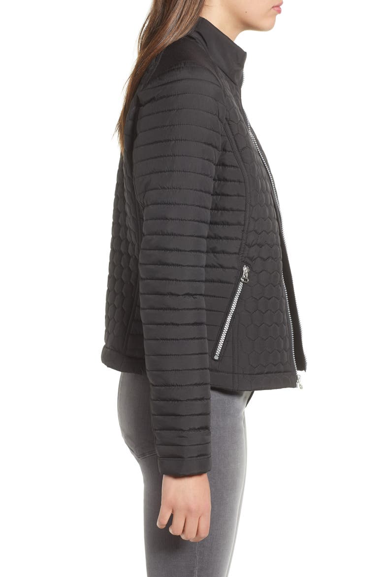 Honeycomb Quilted Moto Jacket, Alternate, color, BLACK
