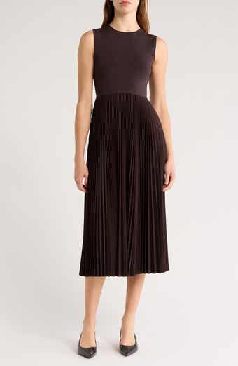 Theory Pleated Mixed Media Midi Dress