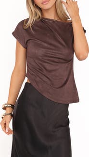 Petal & Pup Vaila Faux Suede One-Shoulder Top