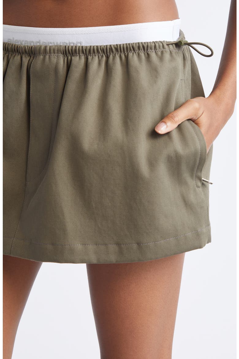 Logo Elastic Cotton Twill Miniskirt, Alternate, color, ARMY GREEN
