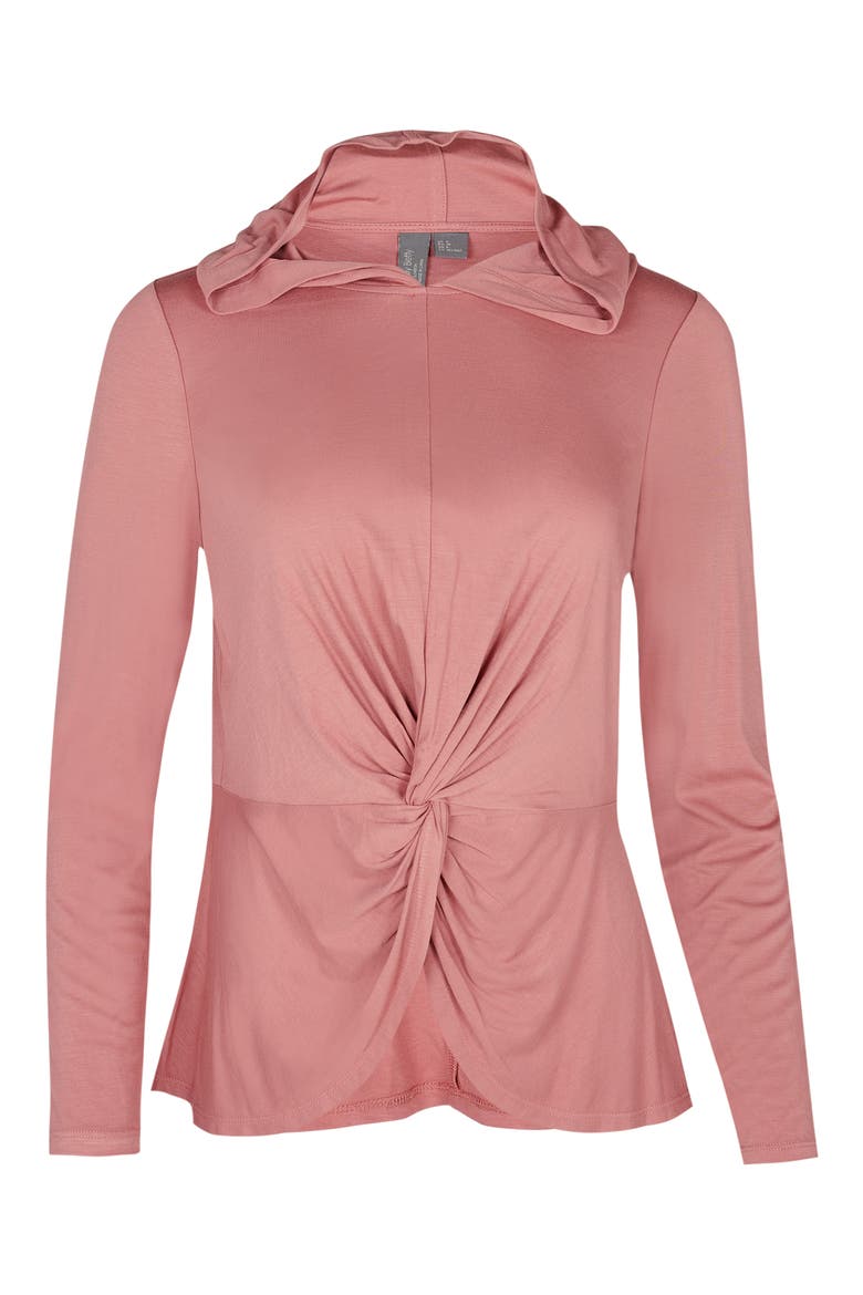 Tori Twist Front Hooded Pullover, Alternate, color, CINDER PINK