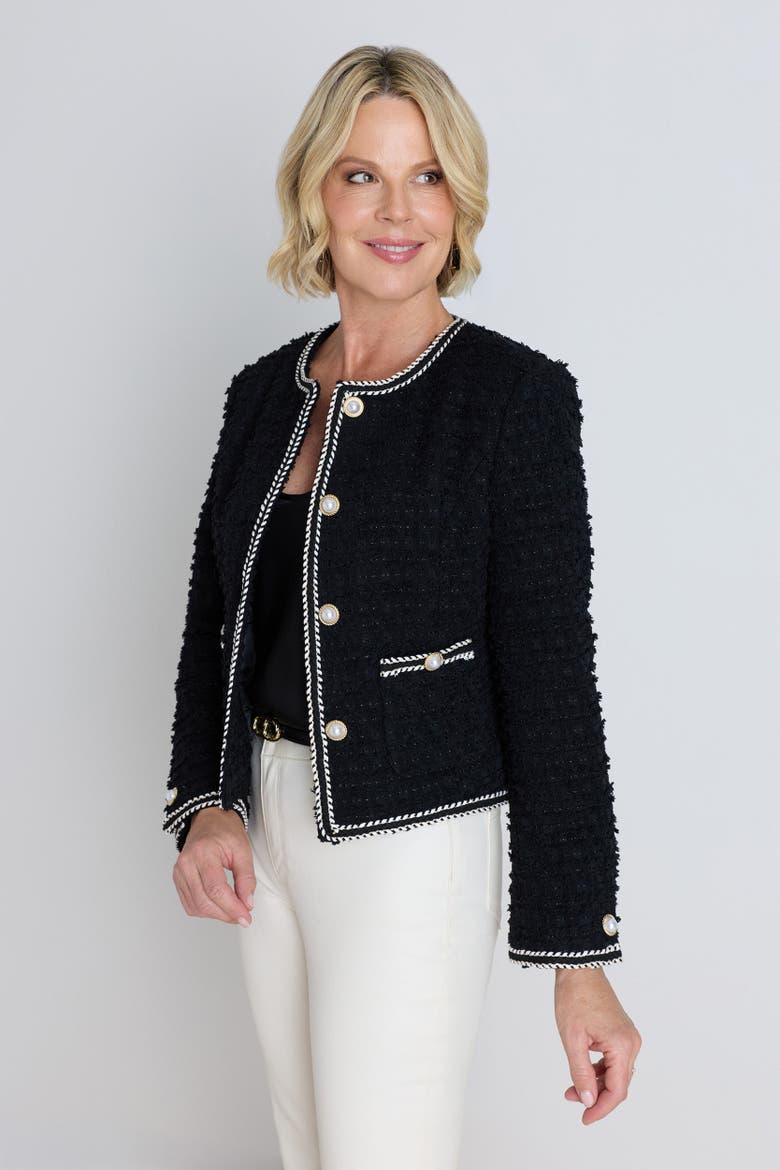 Joane Tweed Jacket, Alternate, color, Black