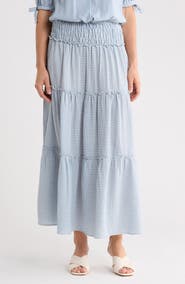 MAX STUDIO Gingham Tiered Skirt