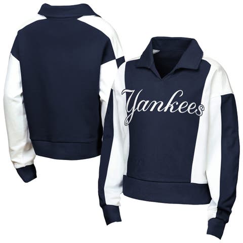 Girls Youth Outerstuff  Navy New York Yankees Tech Curve Ball Sweatshirt