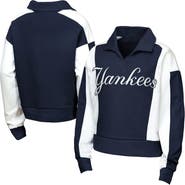 Outerstuff Girls Youth Outerstuff  Navy New York Yankees Tech Curve Ball Sweatshirt
