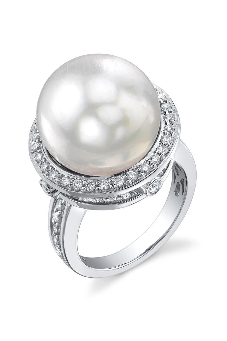 South Sea Pearl & Diamond Bella Ring, Main, color, White Gold