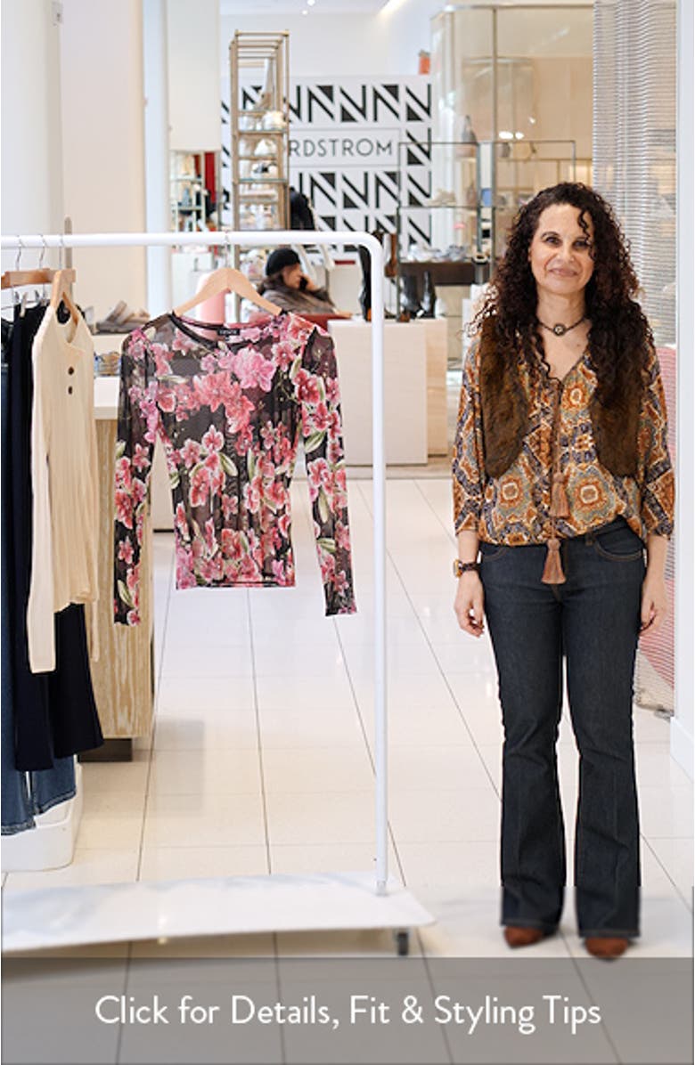 Orchid Print Sheer Mesh Top, sales video thumbnail