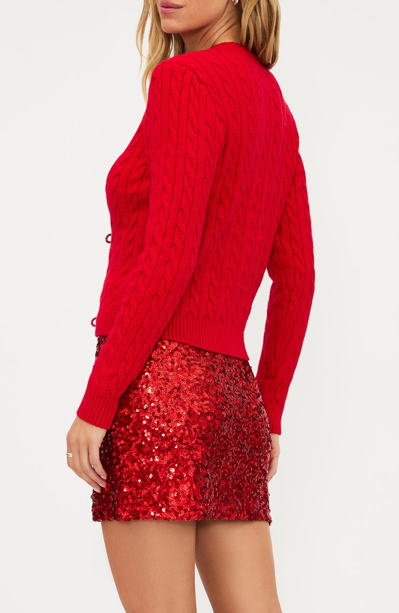 Beach Riot Ally Bow Accent Cable Cardigan, Alternate, color, Peppermint