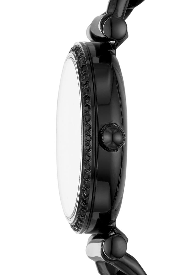 Carlie T-Bar Crystal Bracelet Watch, 28mm, Alternate, color, BLACK