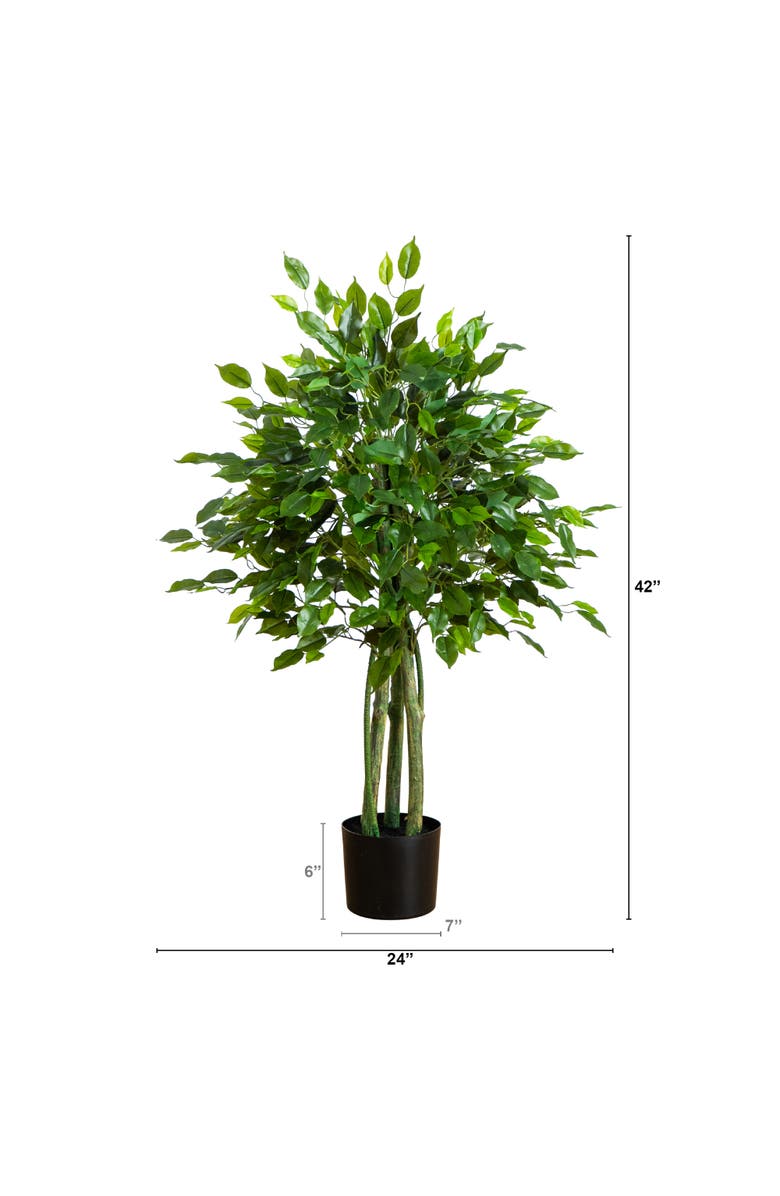 NEARLY NATURAL 3.5-ft UV Resistant Artificial Ficus Tree, Alternate, color, Green