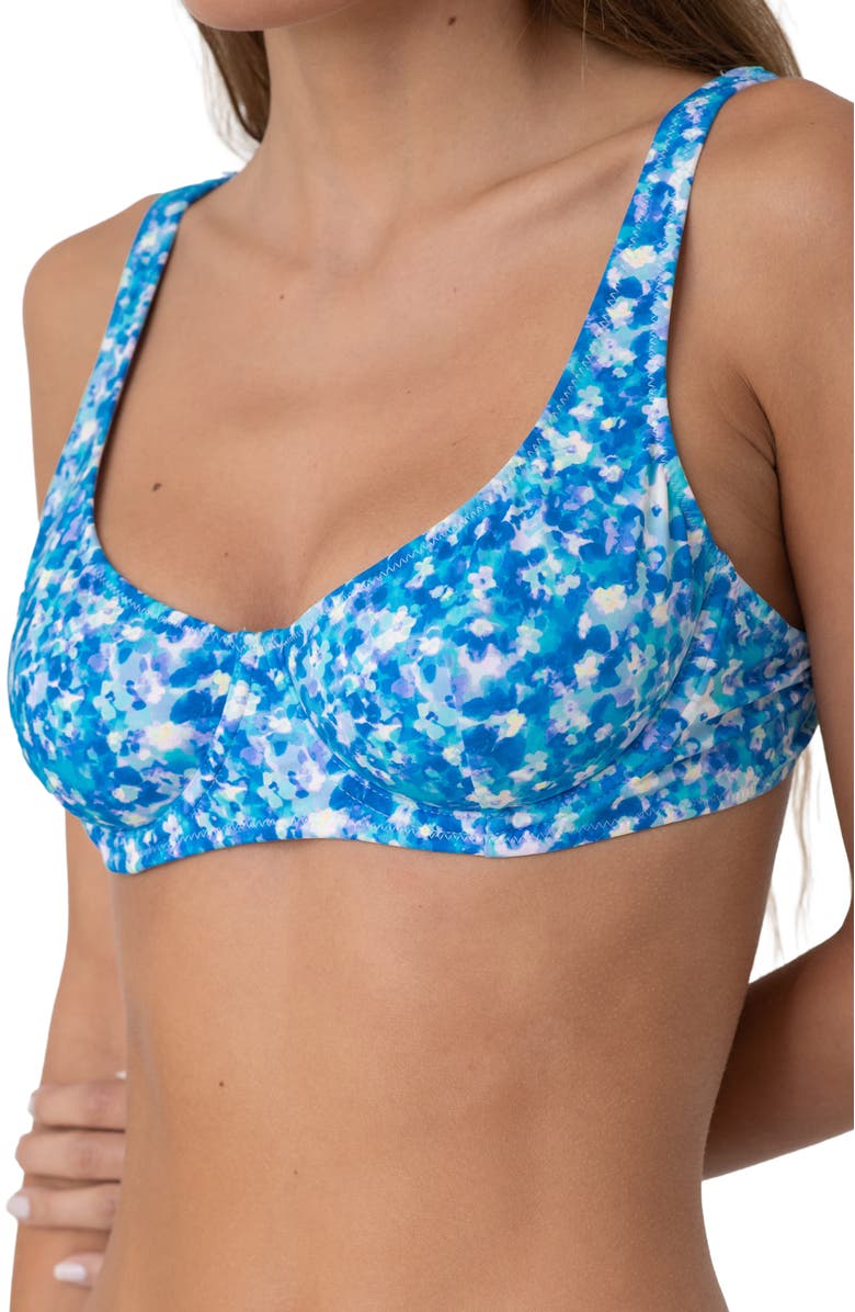 Bright Swimwear Capri Top, Alternate, color, Aqua Floral