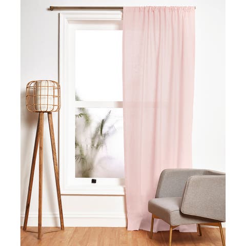 Linen Curtain with Light Filtering Rod Pocket for Living Room, Bedroom