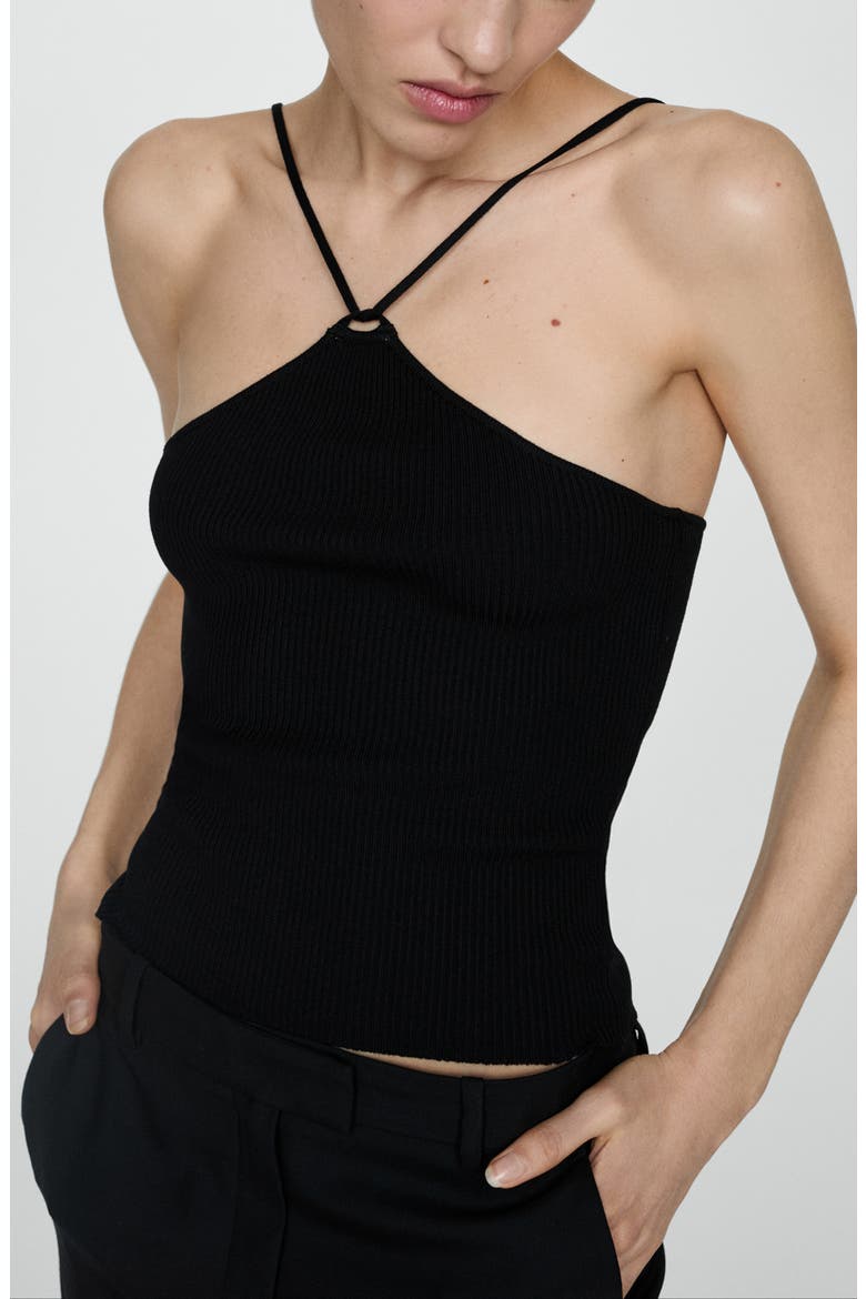 Twist Neck Knit Top, Main, color, BLACK