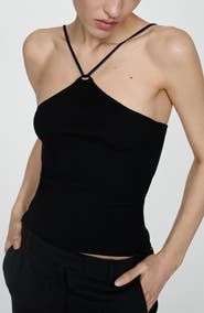 MANGO Twist Neck Knit Top