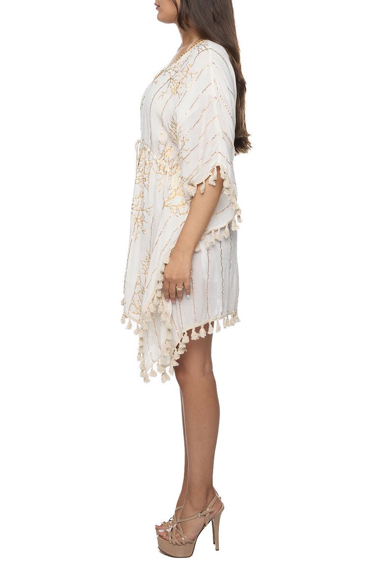 RANEES Tassel Trim Cover-Up Poncho, Alternate, color, Ivory