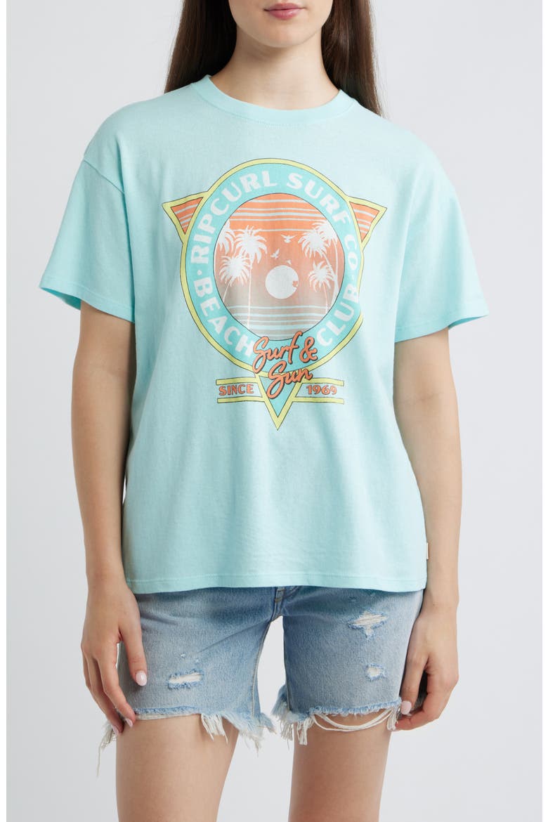 Beach Club Graphic Heritage Tee, Main, color, LIGHT SEA BLUE