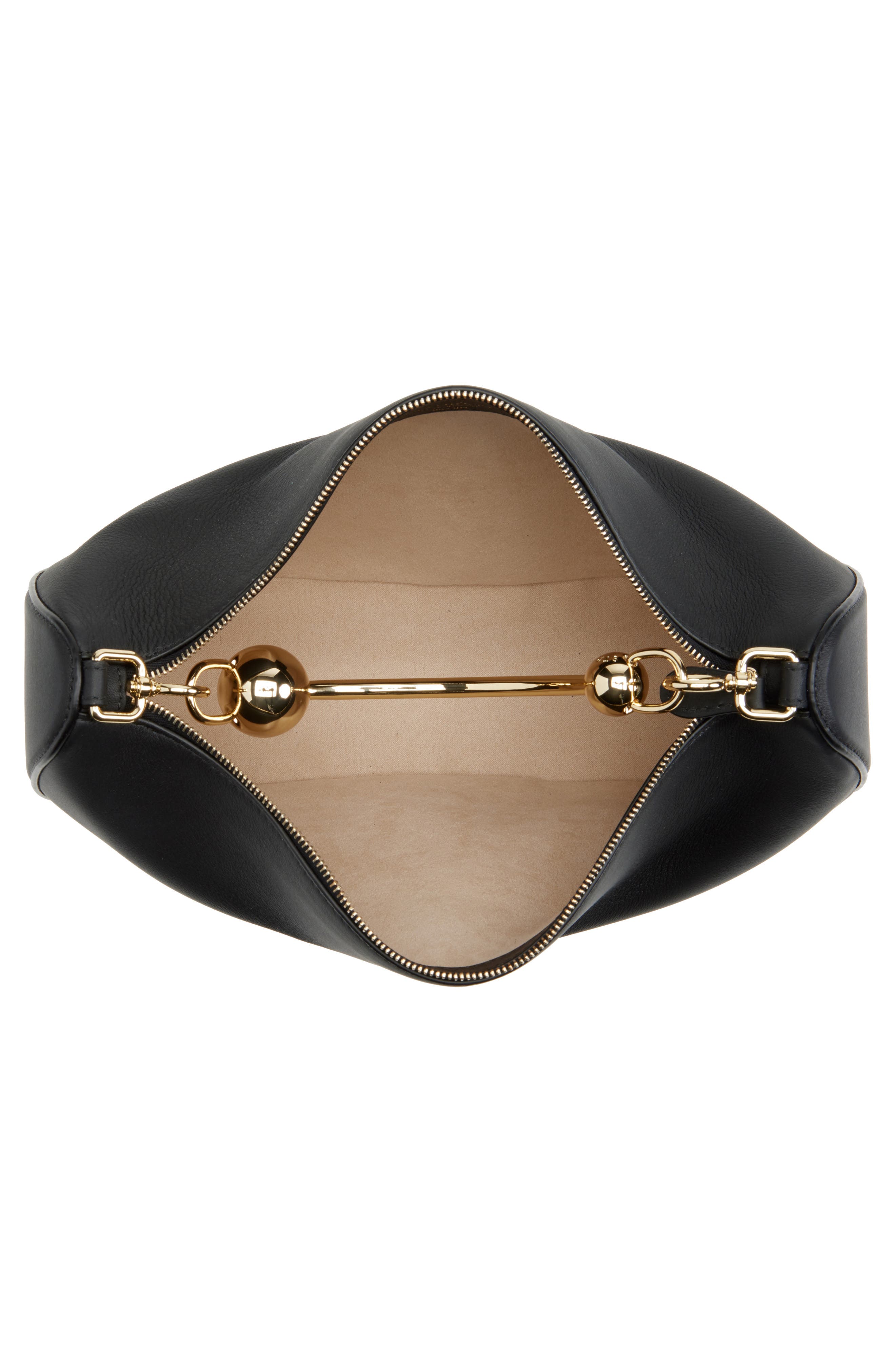 Strathberry Crescent Moon Leather Shoulder Bag, Alternate, color, Black