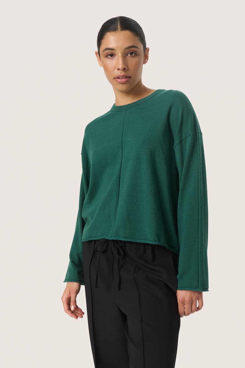 Slspina Boxy Fit Tight Knit Pullover, Main, color, Rain Forest