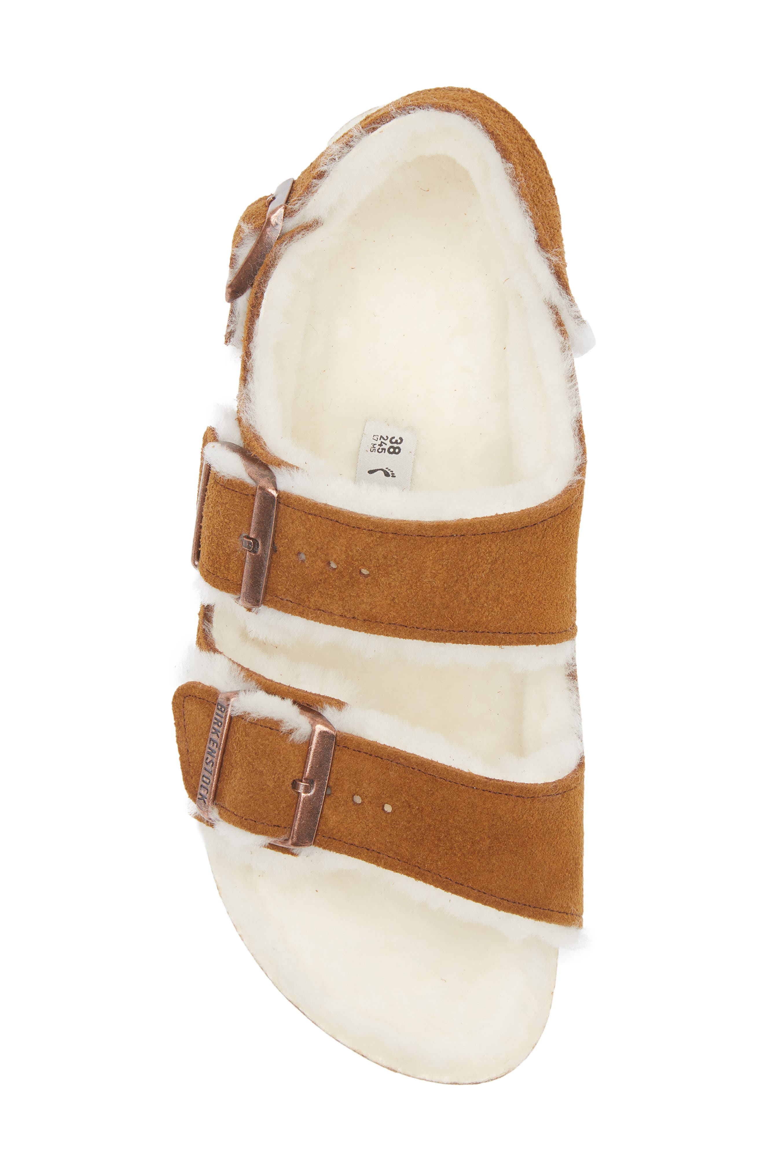 Birkenstock Milano Genuine Shearling Slingback Sandal, Alternate, color, Mink/ Natural