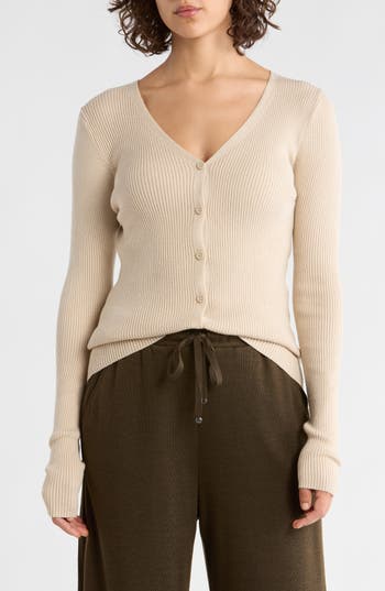 Max Studio V-neck Cardigan V-neck Cardigan In Neutral