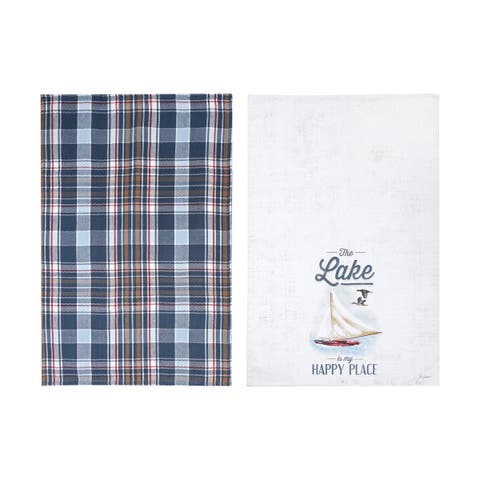 Lakeside Is My Happy Place Dishtowel Set of 2