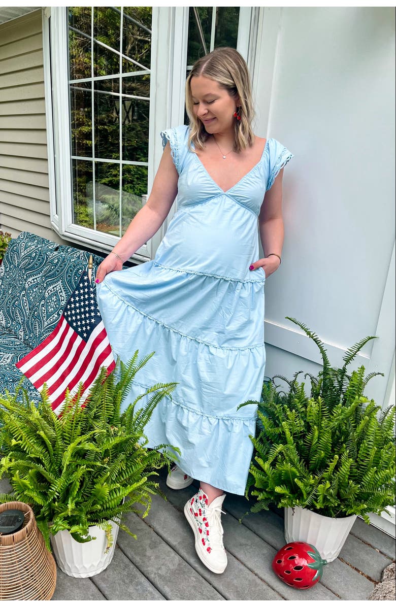 PinkBlush Ruffle Trim Maxi Dress, Alternate, color, Light Blue