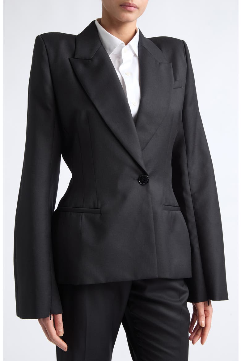 Madame H. Wool Blazer, Alternate, color, BLACK