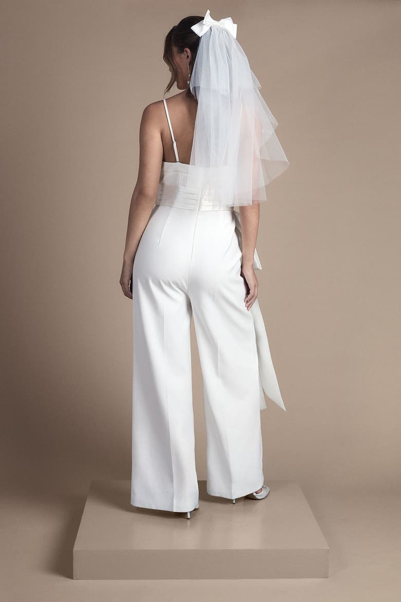 Strapless Bow Wide Leg Jumpsuit, Alternate, color, Ivory