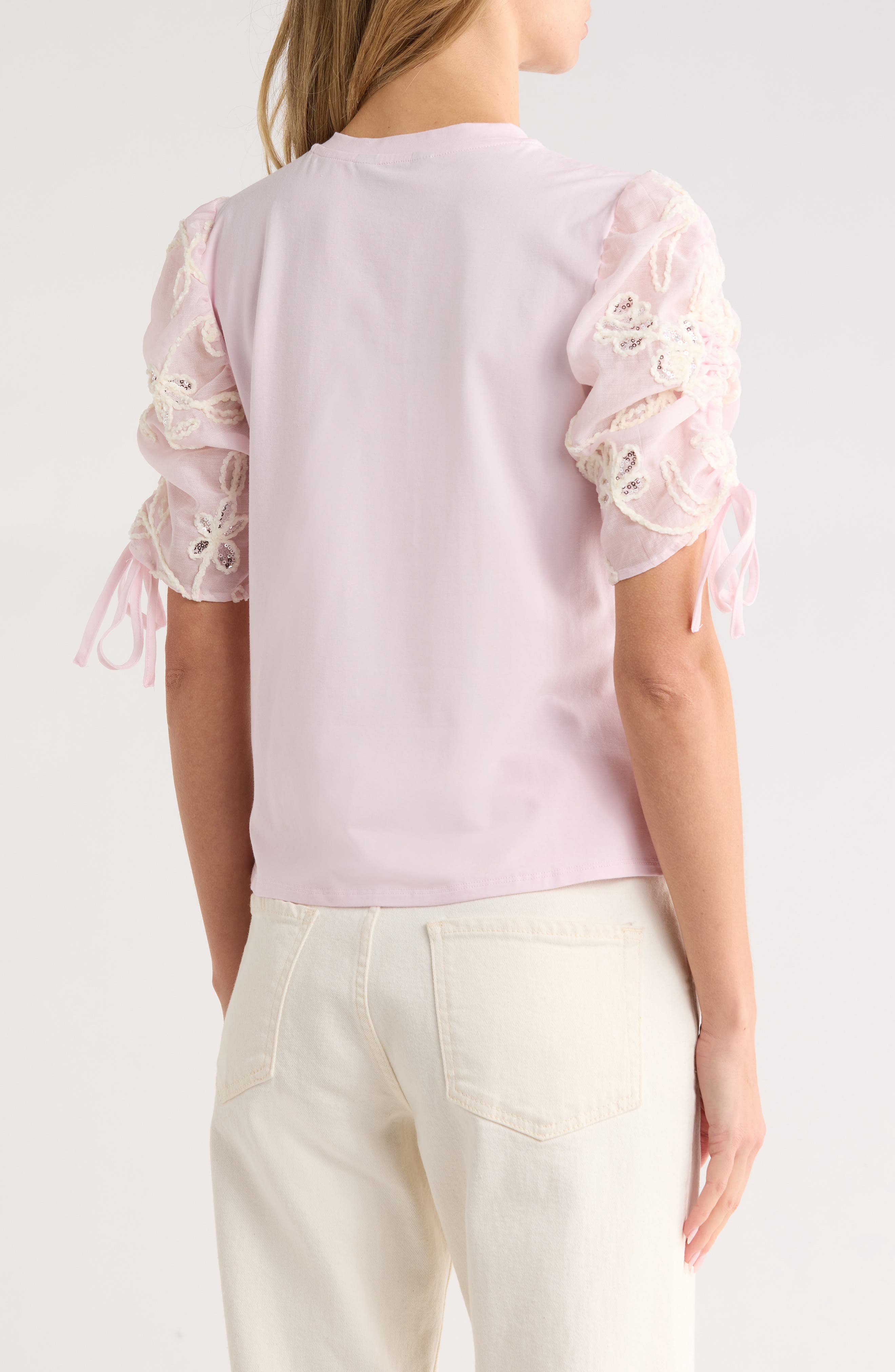 Sequin Embellished Puff Sleeve Top - image 2