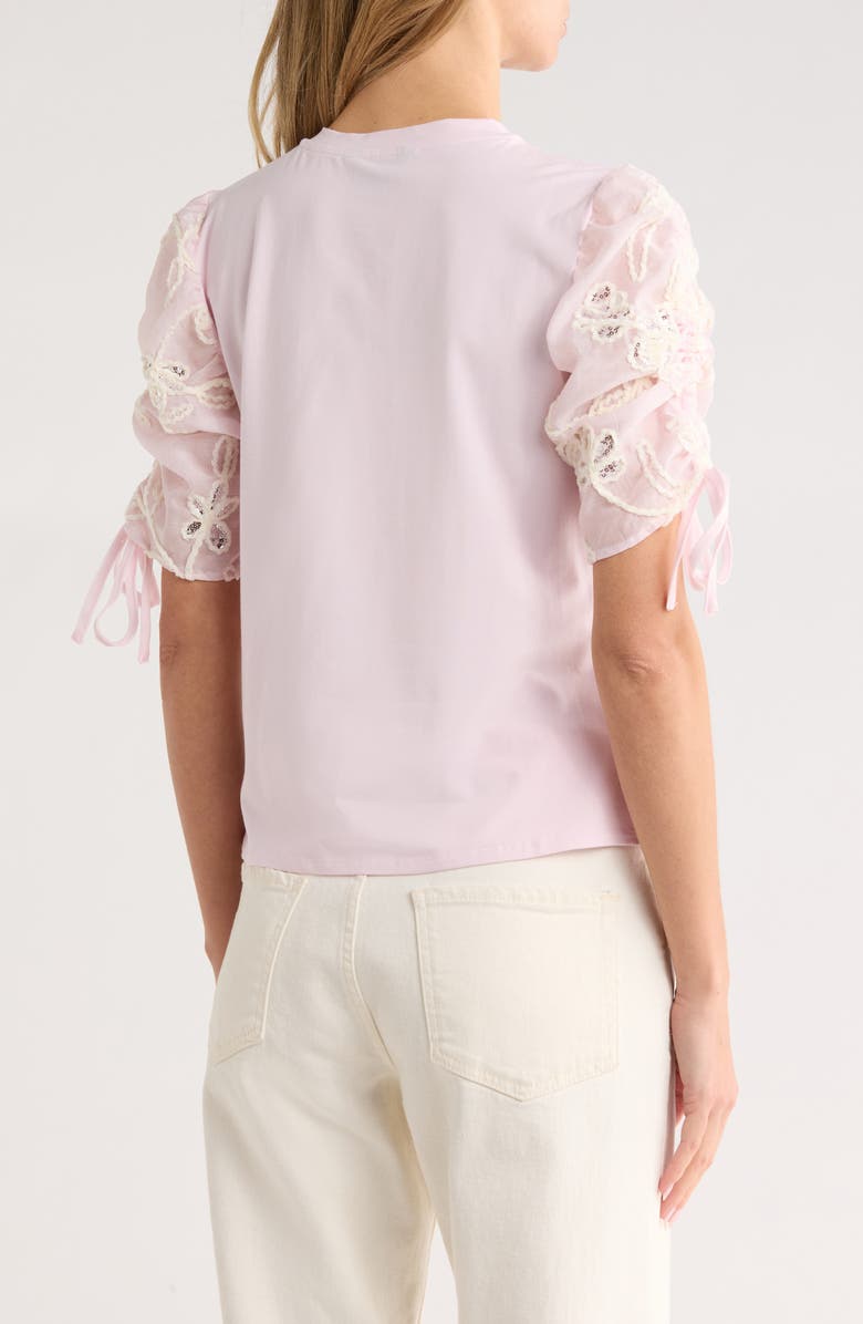 Nicole Miller Sequin Embellished Puff Sleeve Top, Alternate, color, Icy Pink