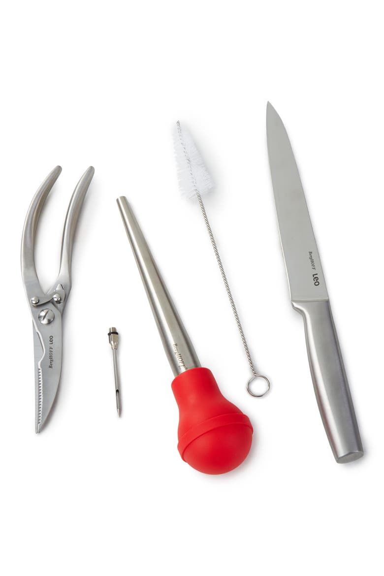 Leo Leg 5-Piece Turkey Carving Set, Main, color, SILVER MULTI