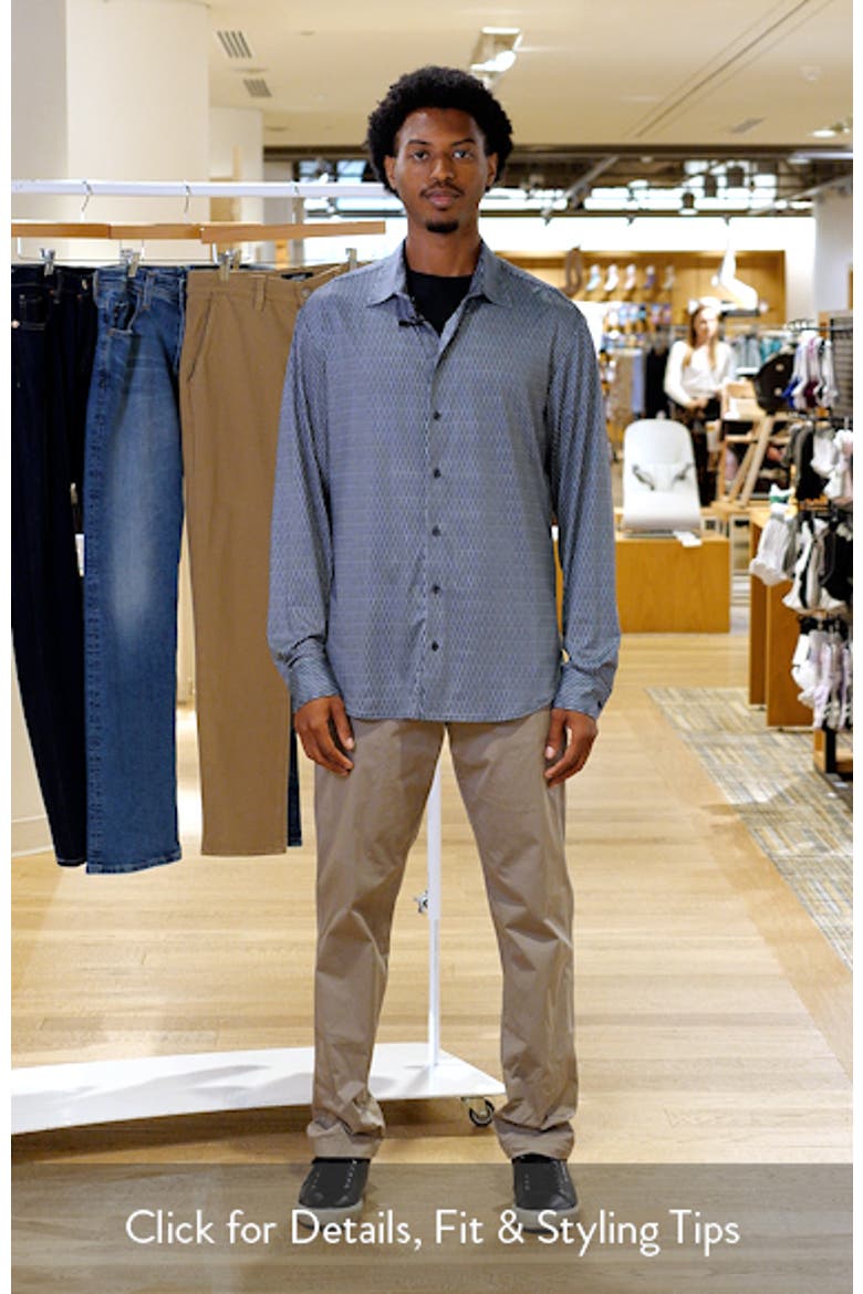 Geo Print Stretch Button-Up Shirt video