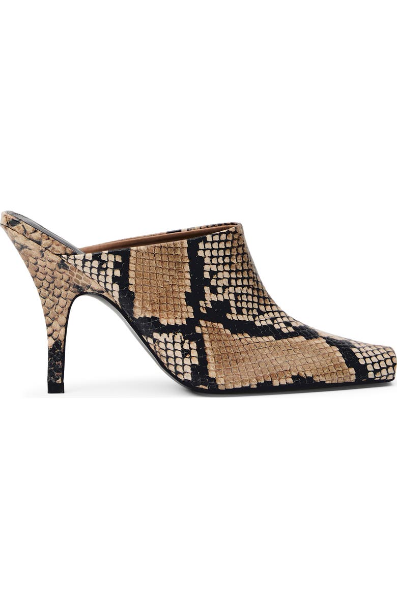 MANGO Snakeskin Print Heeled Mule, Main, color,