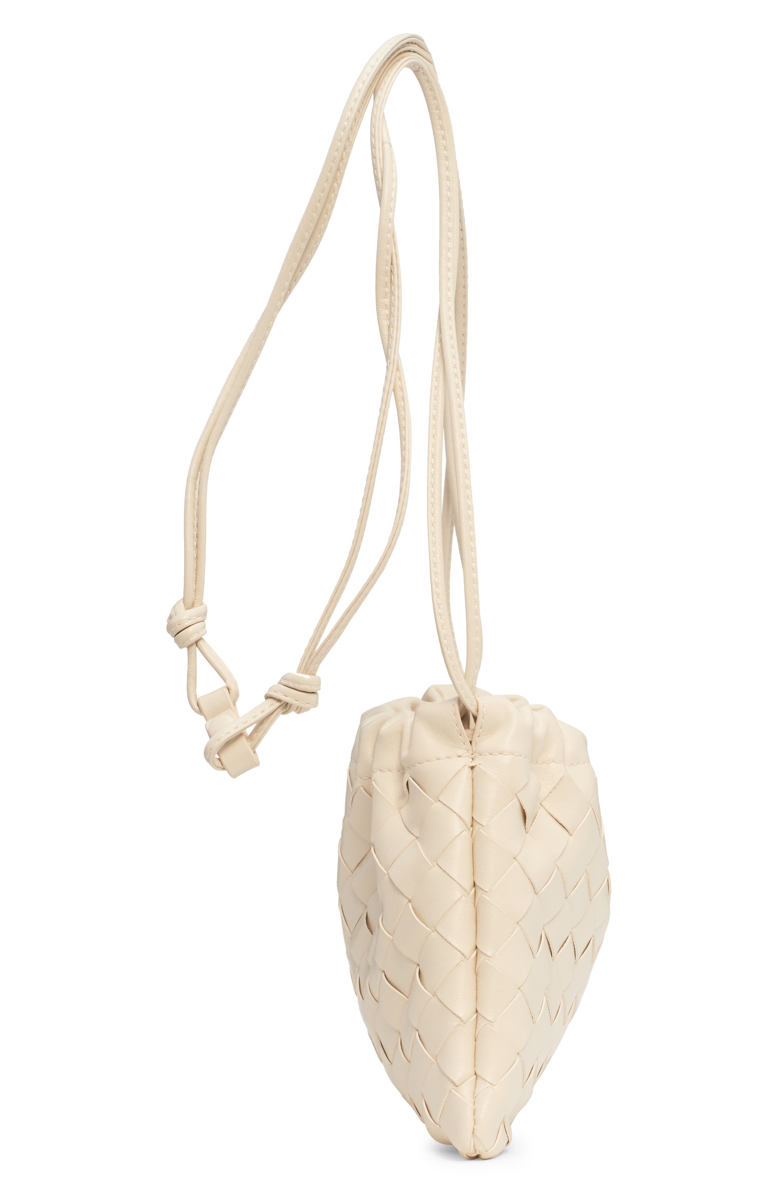 Bottega Veneta Small Dustbag Intrecciato Leather Shoulder Bag, Alternate, color, 9197 Sea Salt-Gold