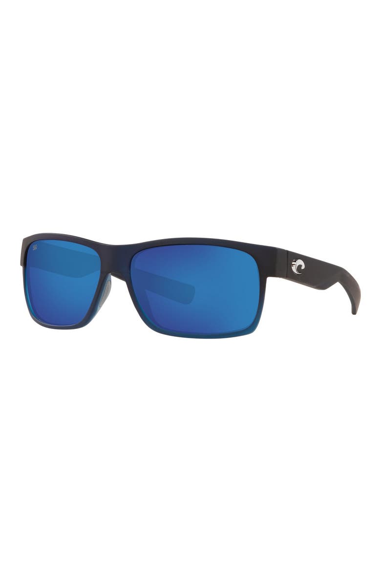 60mm Polarized Rectangular Sunglasses, Alternate, color, GREY BLUE