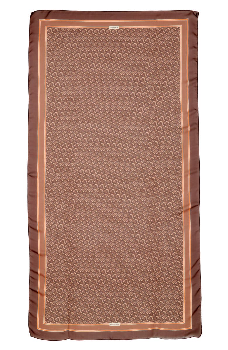 Burberry TB Monogram Mulberry Silk Chiffon Scarf, Alternate, color, 