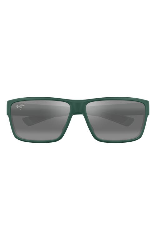 Maui Jim Uila 62mm Oversize PolarizedPlus2® Wrap Sunglasses in Matte Dark Military Green 