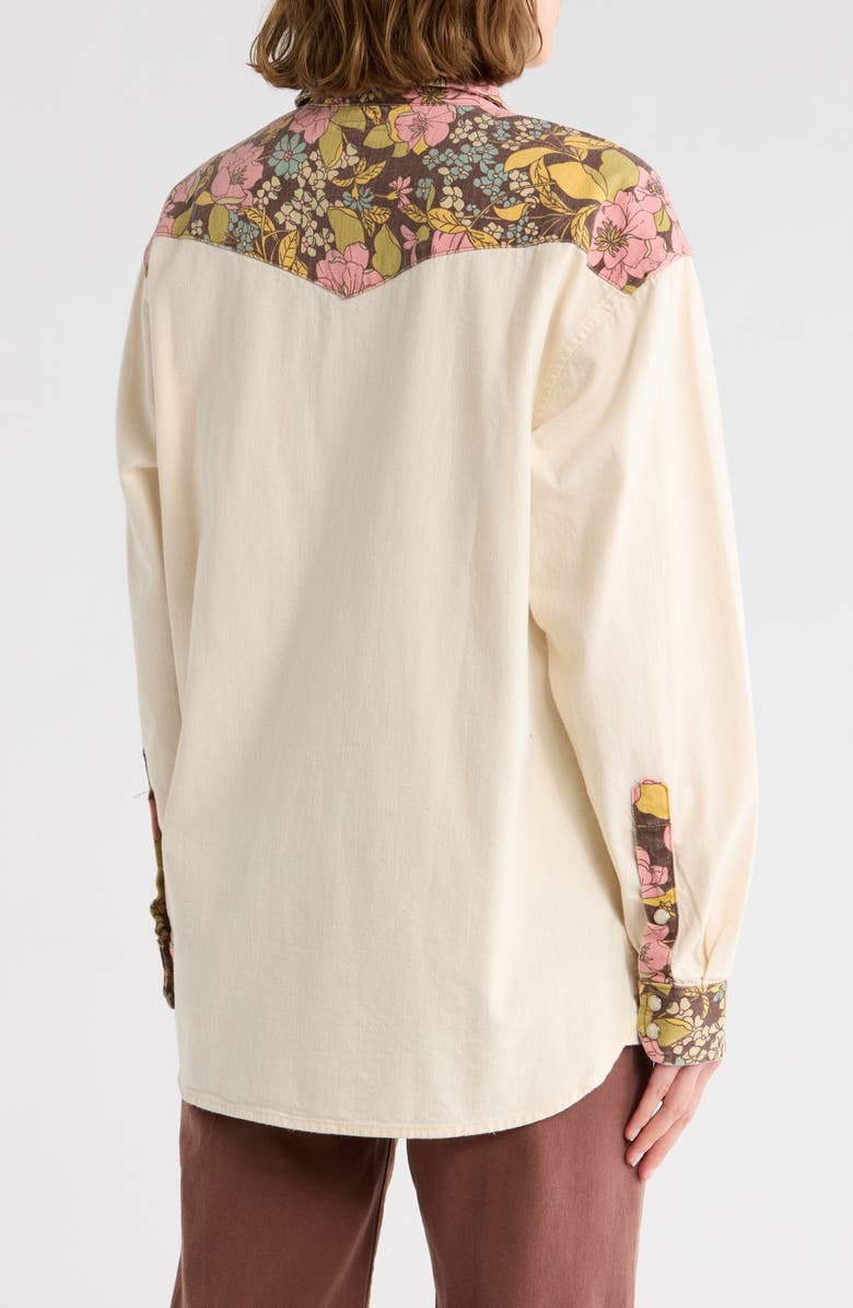 MOTHER The Tycoon Cotton Denim Western Shirt, Alternate, color, Boutonniere Bouquet