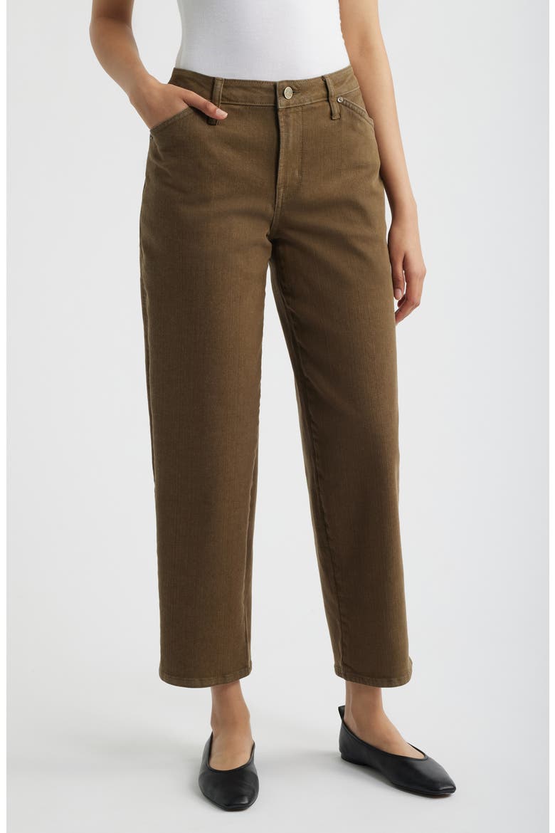 High Waist Relaxed Straight Leg Jeans, Main, color, OLIVE