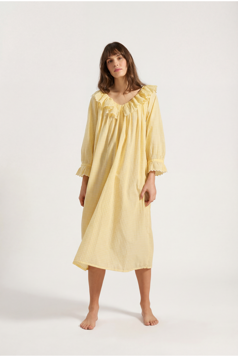 Pandora Gingham Nightdress, Main, color, Buttercup Yellow
