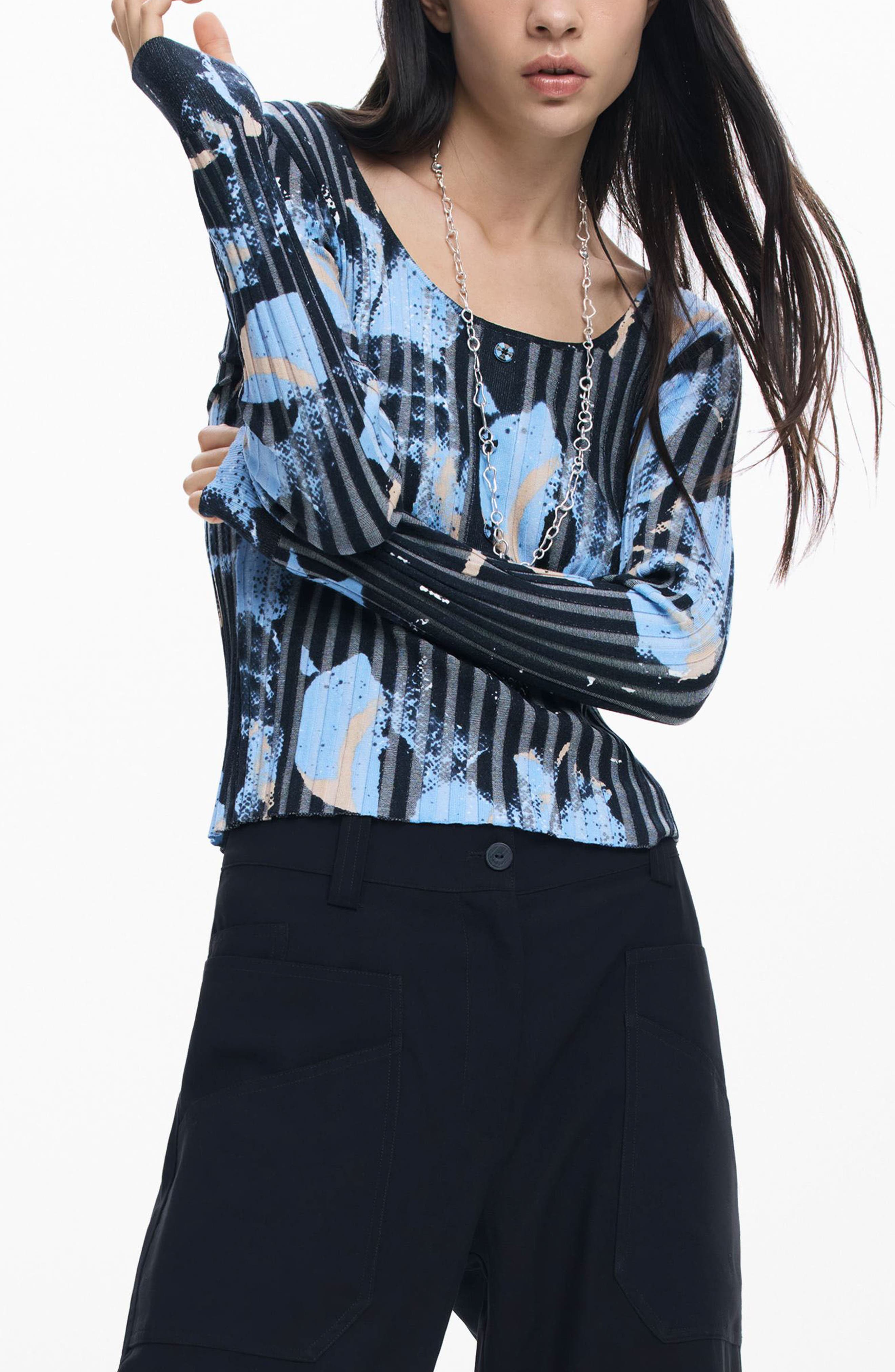 Abstract Print Rib Top (Women) | Nordstrom