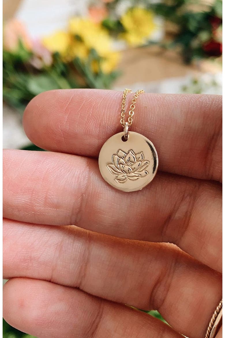 July Birth Flower Necklace, Alternate, color, Gold Filled